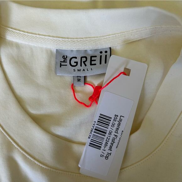 NWT The Greii Cream Crewneck Cap Sleeve Top Shirt Size Small - Picture 5 of 5